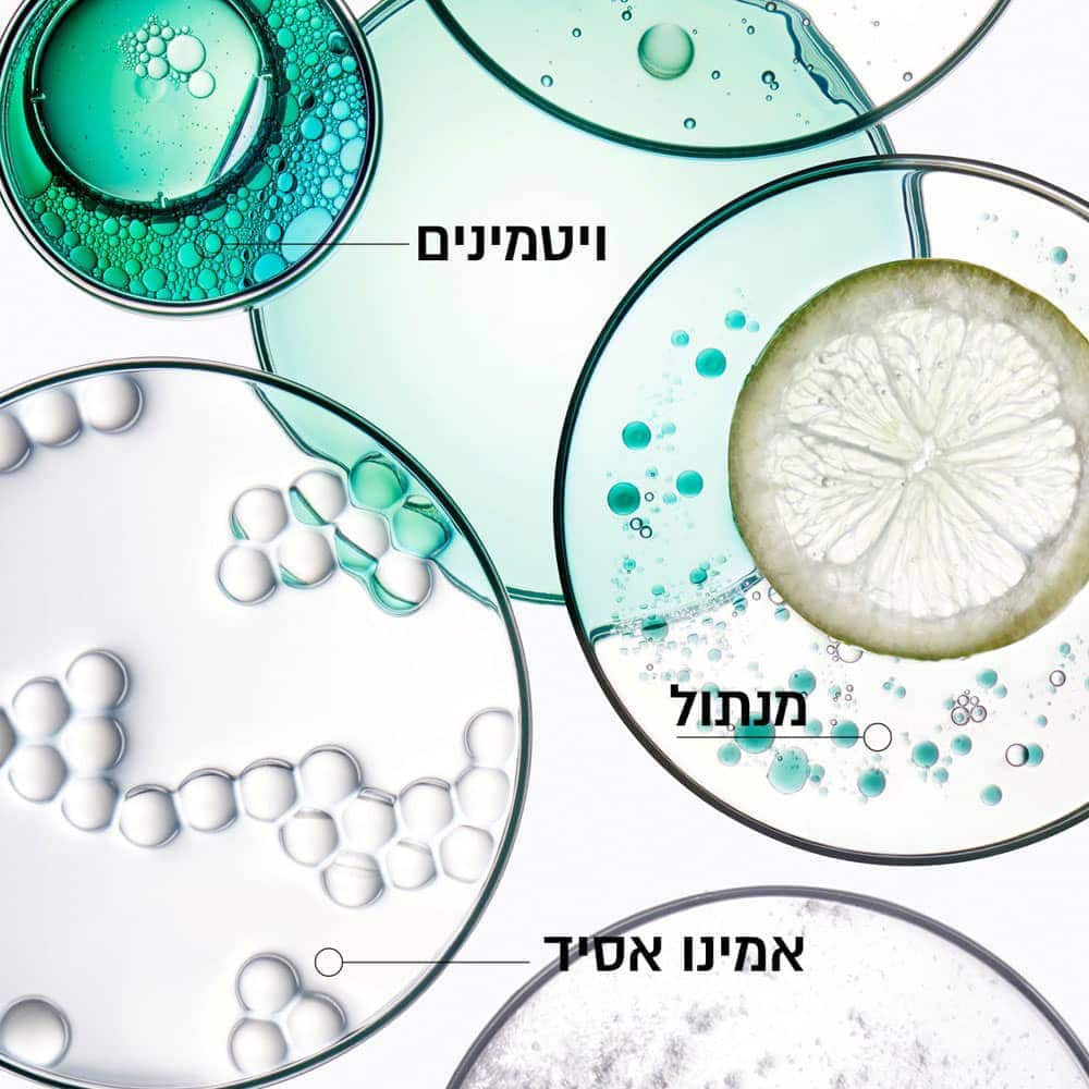 מרכיבים עיקריים של שמפו לקרקפת רגישה, ויטמינים, מנתול, אמינו אסיד